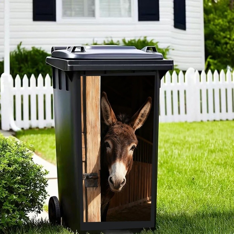 Animal Pattern Trash Can Decal Funny Large Bin Sticker Easy Apply Decor New