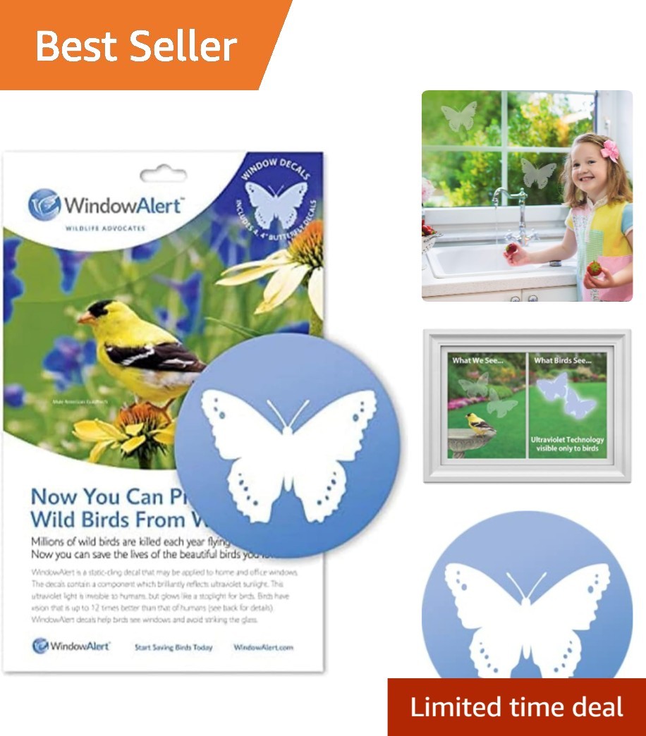 Butterfly Anti-Collision Window Decal Set – UV-Reflective Bird Safety Stickers