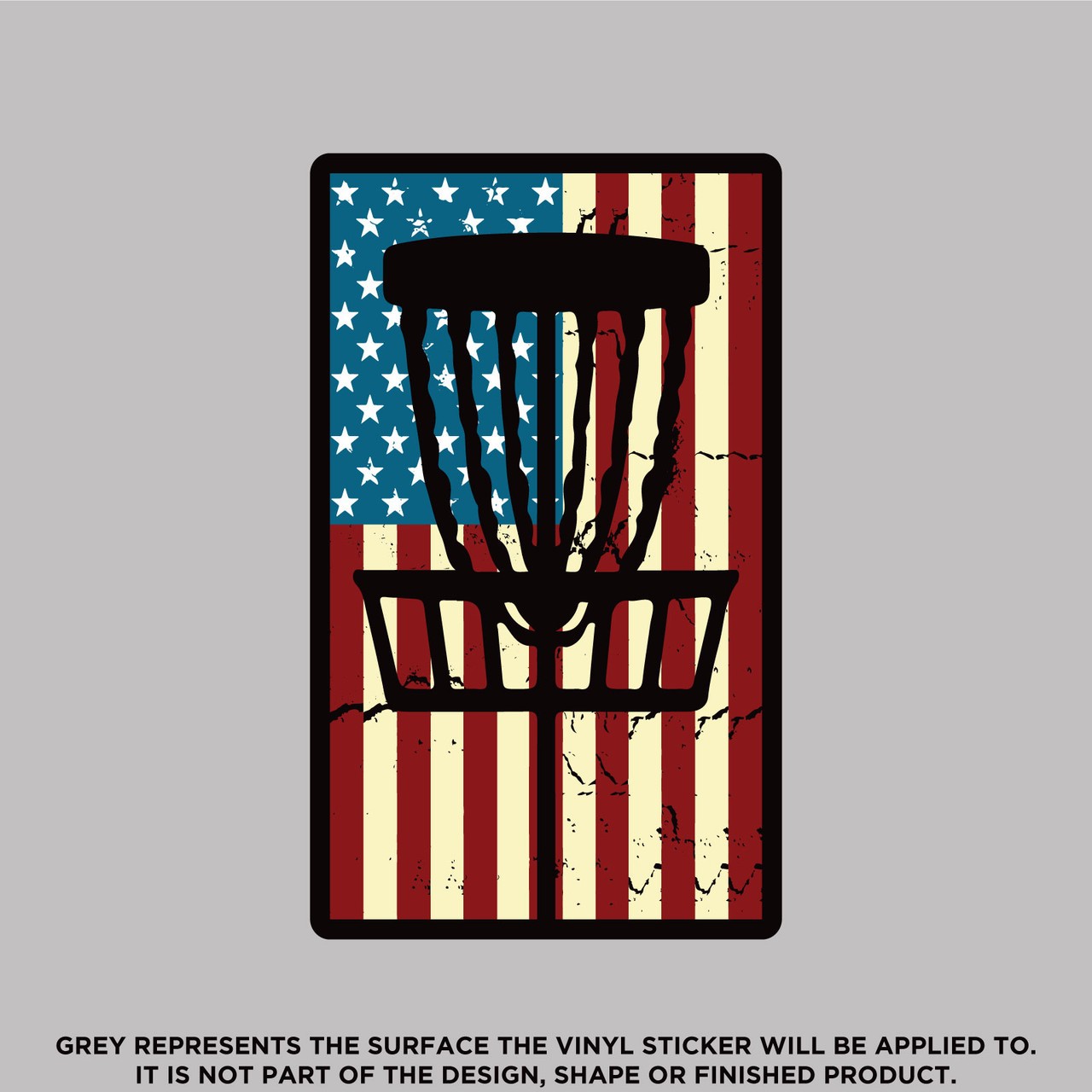 Frisbee Disc Golf Basket With American Flag, High Quality Vinyl Stickers