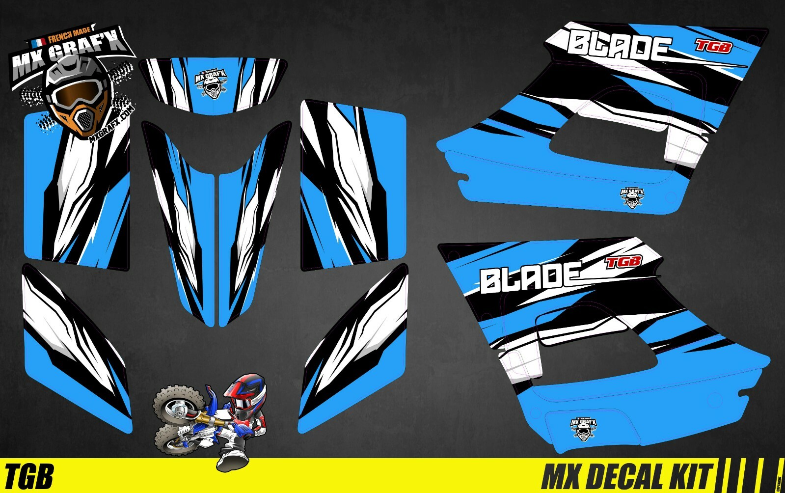 Quad Decal Kit For TGB Blade – Blue Strip