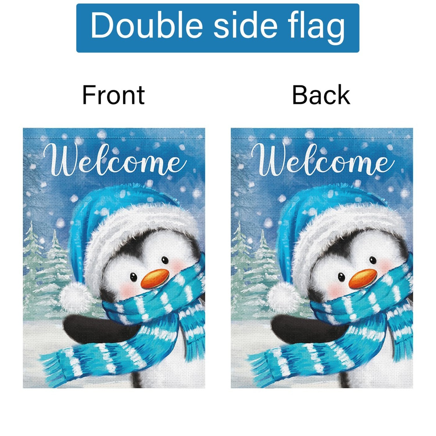 Louise Maelys Welcome Winter House Flag 28X40 Double Sided, Burlap Large Snow…