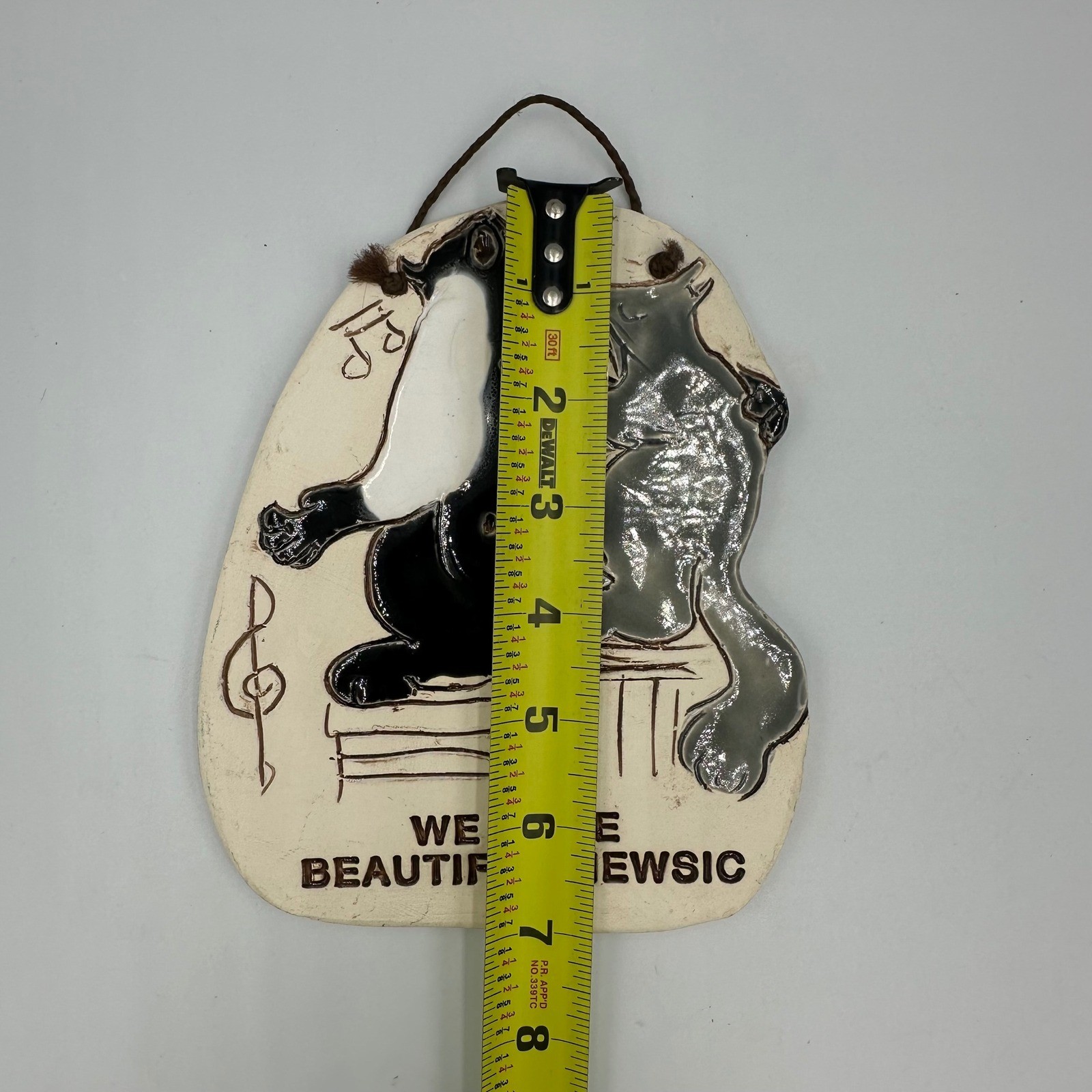 Vintage SMP 1993 Ceramic Cat Wall Plaque "We Make Beautiful Mewsic" cute Whimsy