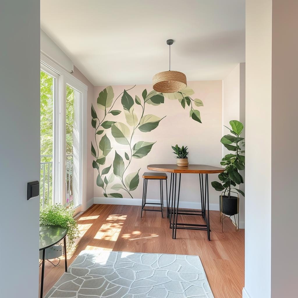 Botanical Wall Decal Sticker | Green Leaf Wall Decor