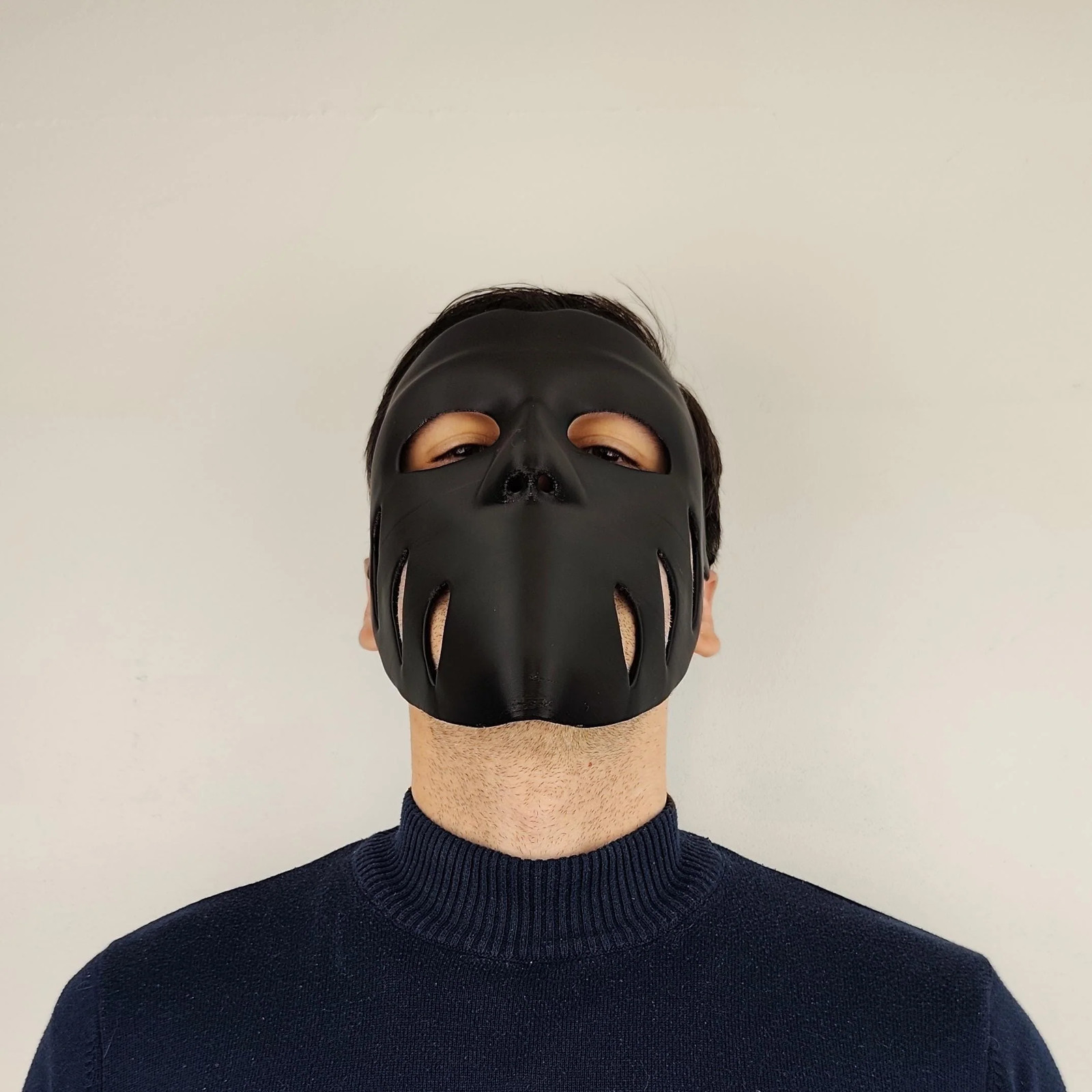Black 3D Printed Face Mask | Lightweight Cosplay Mask | Horror Costume Mask