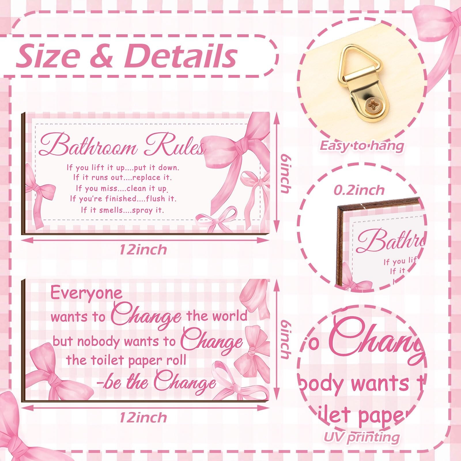 Jetec 2 Pieces Funny Bathroom Signs Bathroom Wall Decor Toilet Wall Accessori…