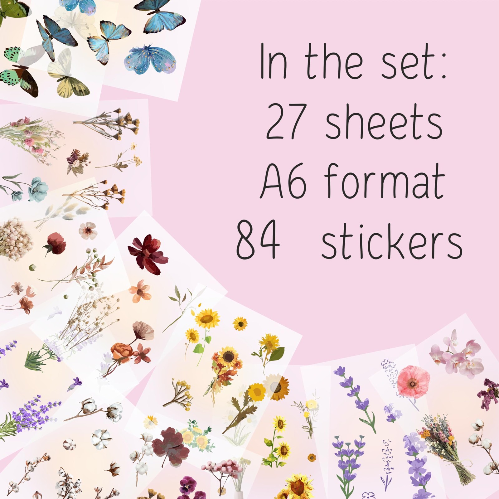 BulbaCraft Transparent Flower and Butterfly Stickers for