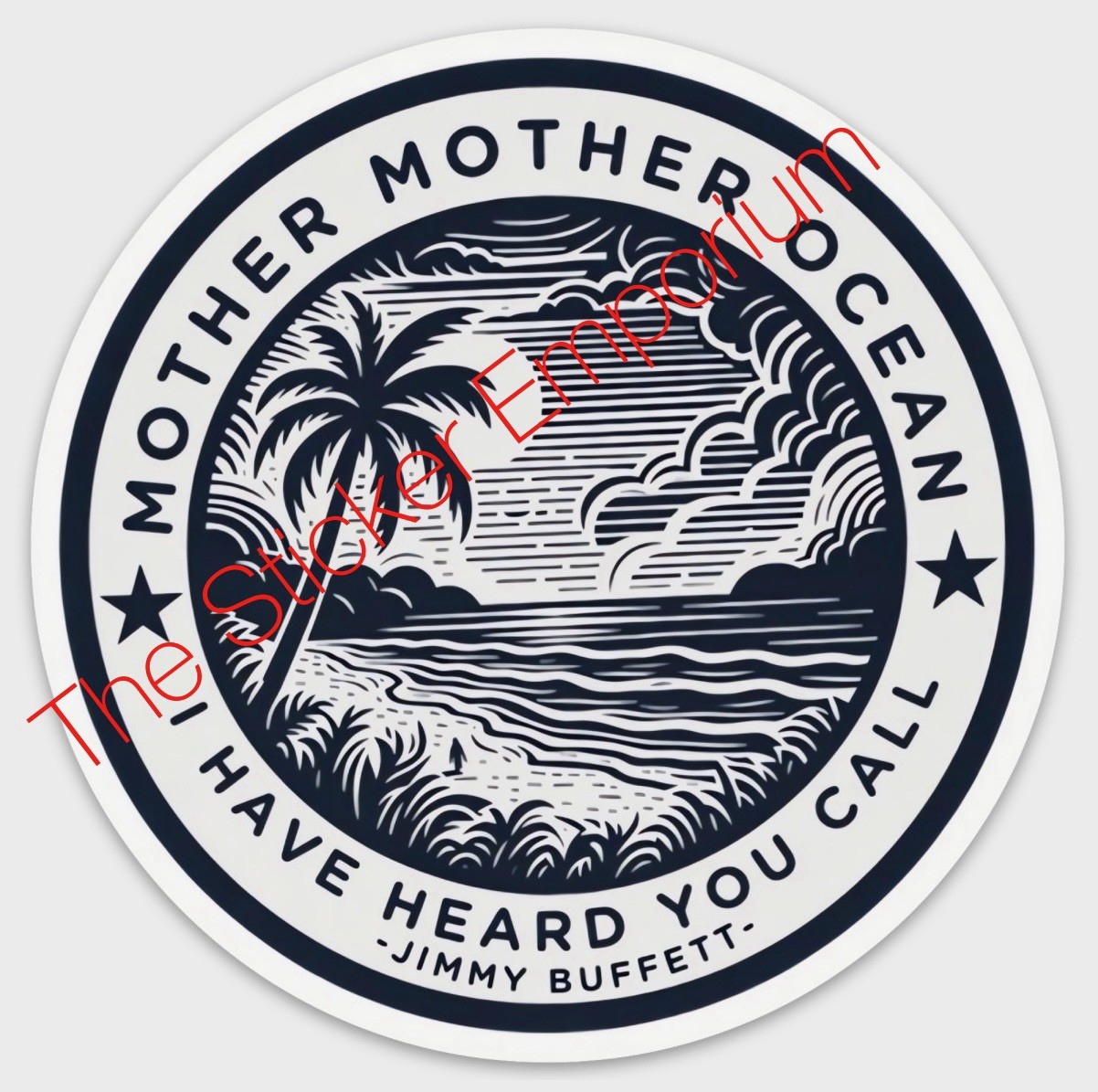 Mother Ocean Jimmy Buffett Margaritaville 4” Sticker Water Bottle Car Decal