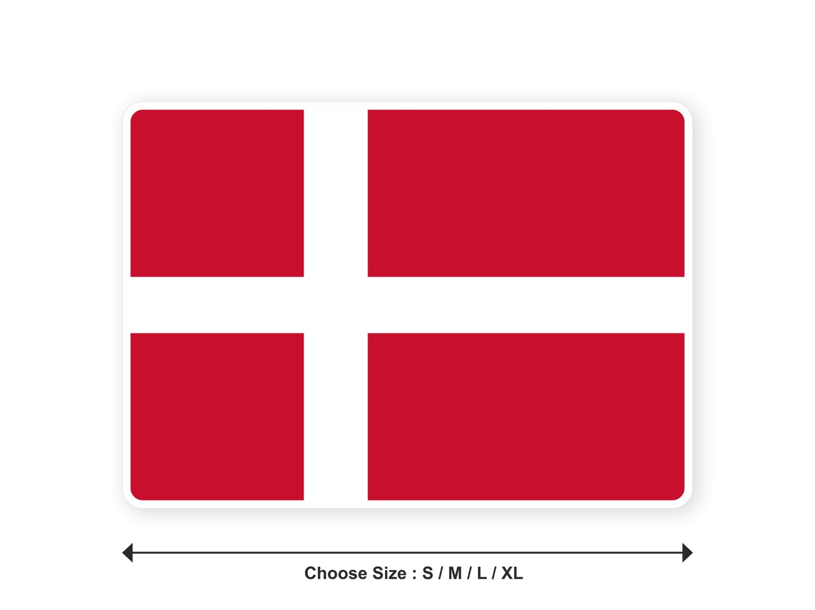 Sticker flag DENMARK Danish 3,9′′(S) -11′′(XL) decal white border