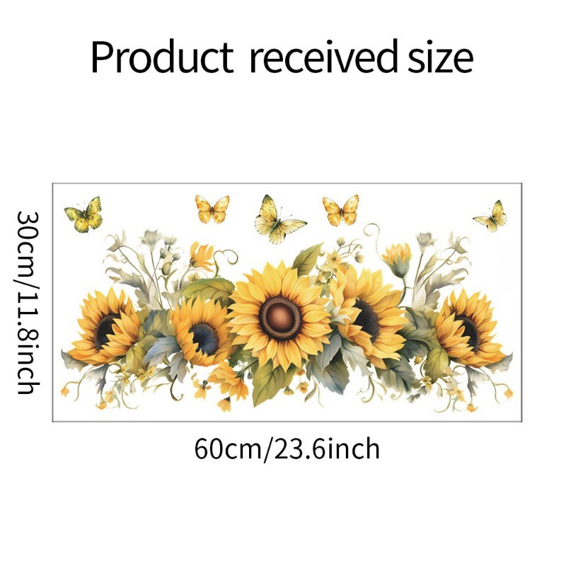 1 piece of PVC self-adhesive sunflower and butterfly wall sticker