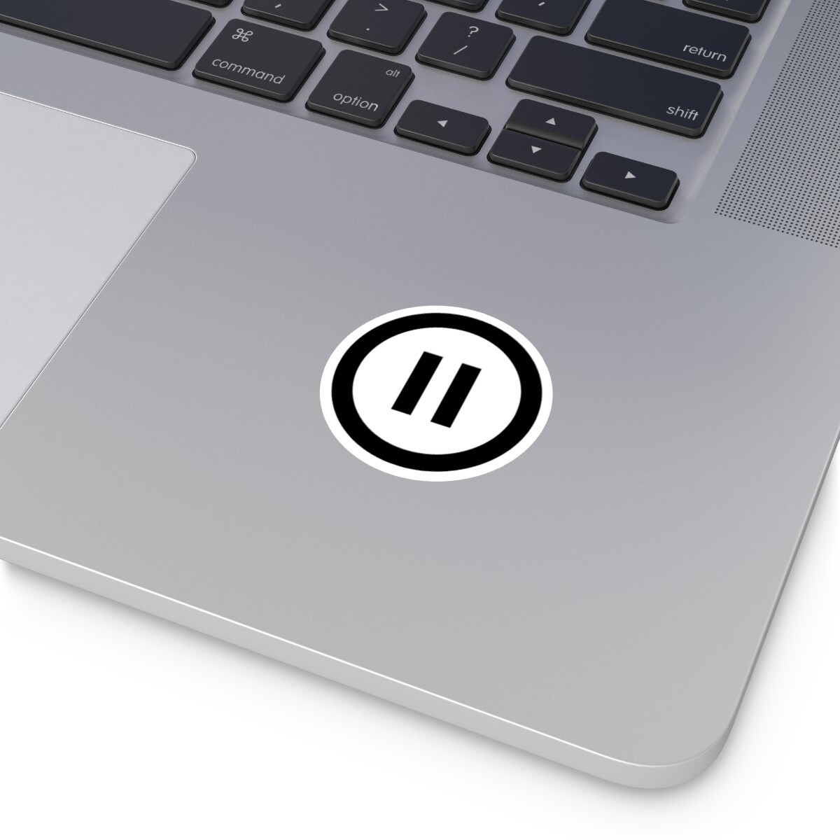 "Round vinyl sticker with pause symbol Stick it anywhere!" Waterproof Removable