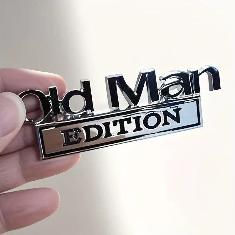 1/2PCS Metal Old Man Edition Emblem 3D Badge for Universal Car Truck ChroTL