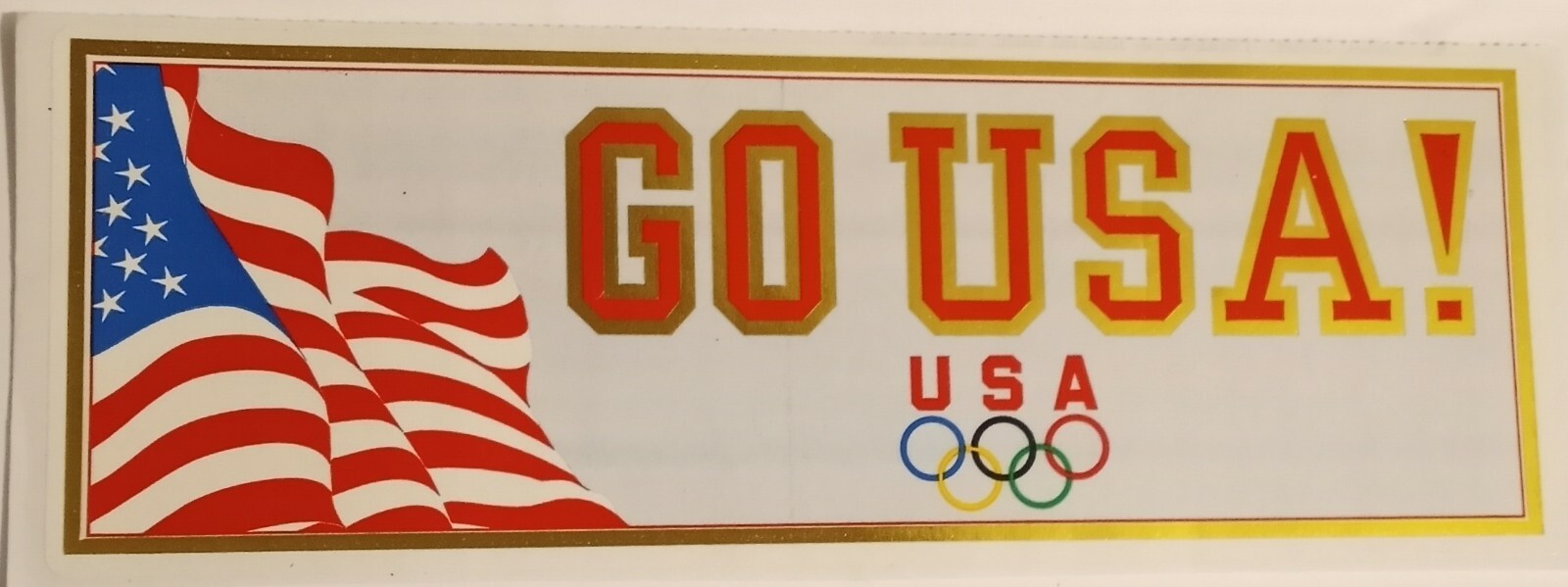 Olympic Rings Go USA Bumper Sticker Patriotic 8.5 X 3