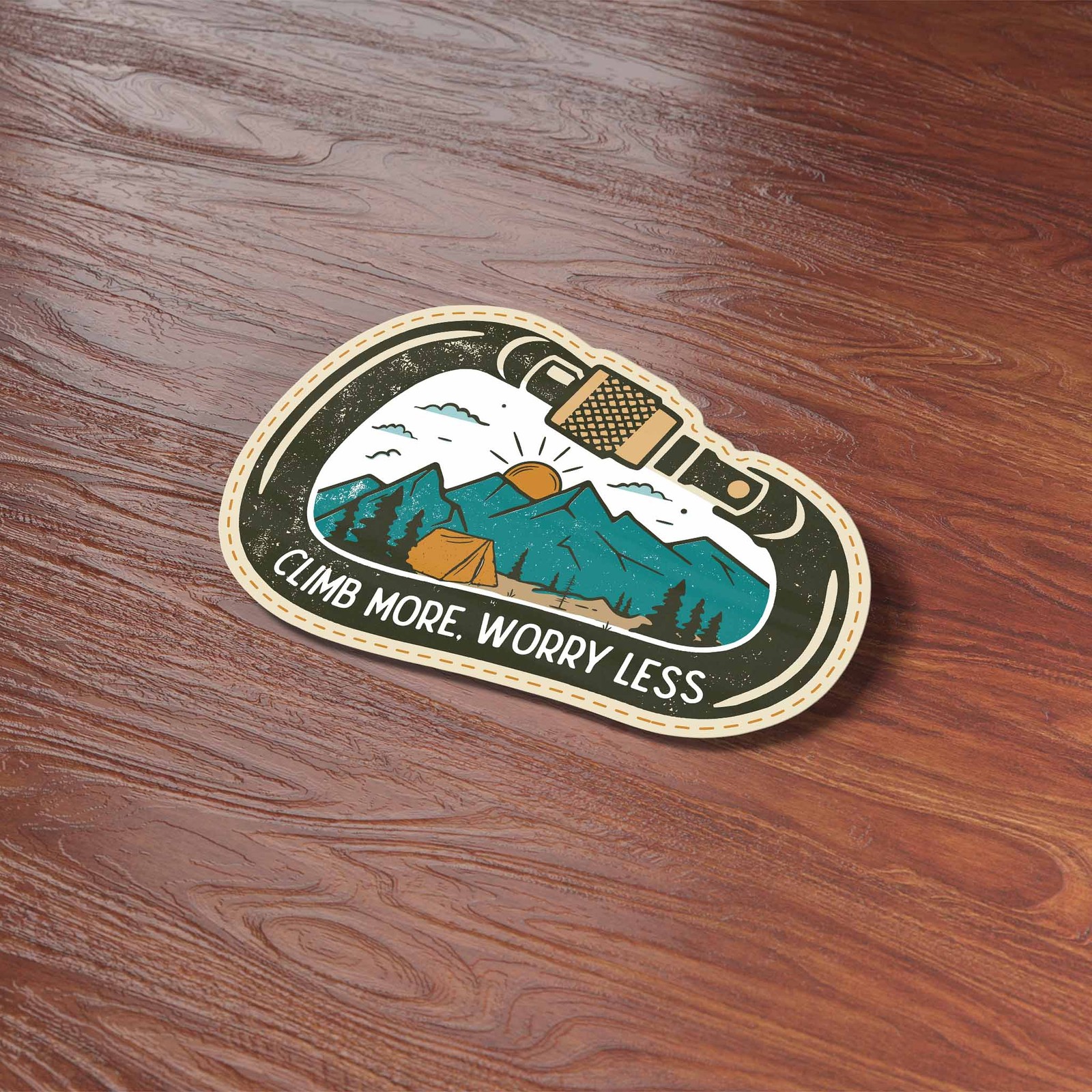 Climb More Worry Less Sticker – Cute Outdoors Decal for Water Bottle & Laptop