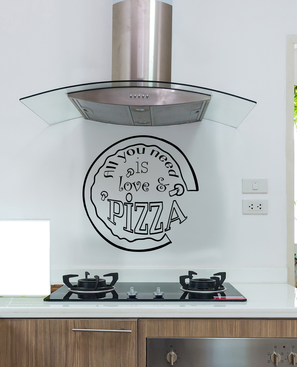 Vinyl Wall Decals All You Need is Love & Pizza Quote Kitchen Decal Decor aa167