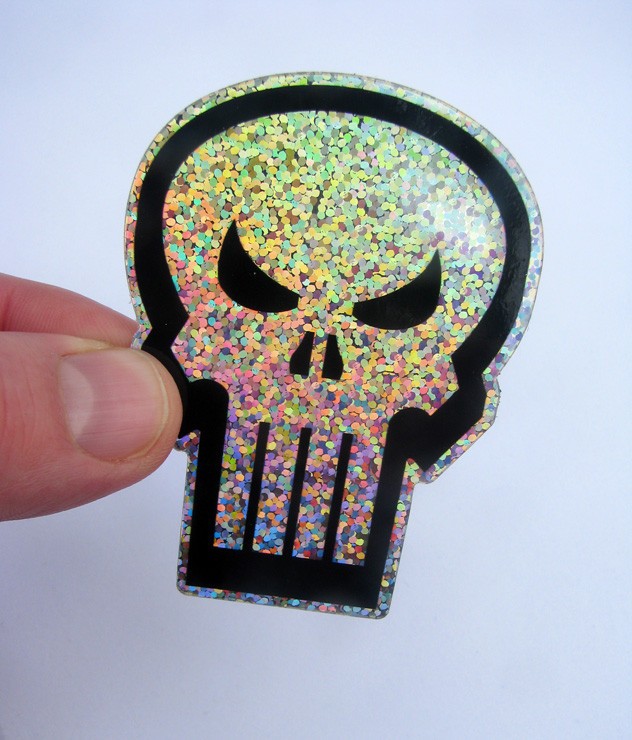 3" Punisher Skull Glitter Sticker 80s Marvel Car Laptop Comic Decal