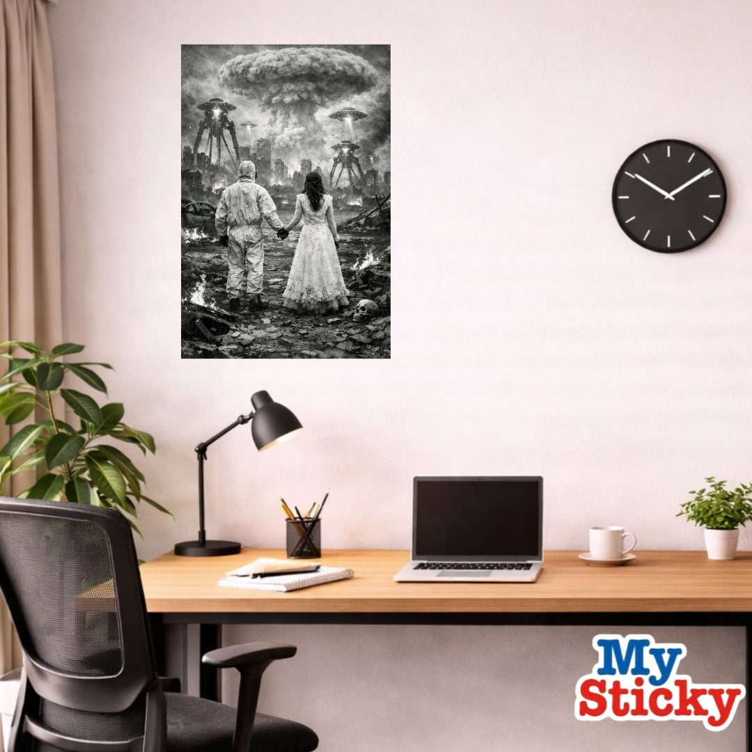 Post Apocalyptic Wedding Couple Removable Vinyl Decal Poster Wall Sticker Decor