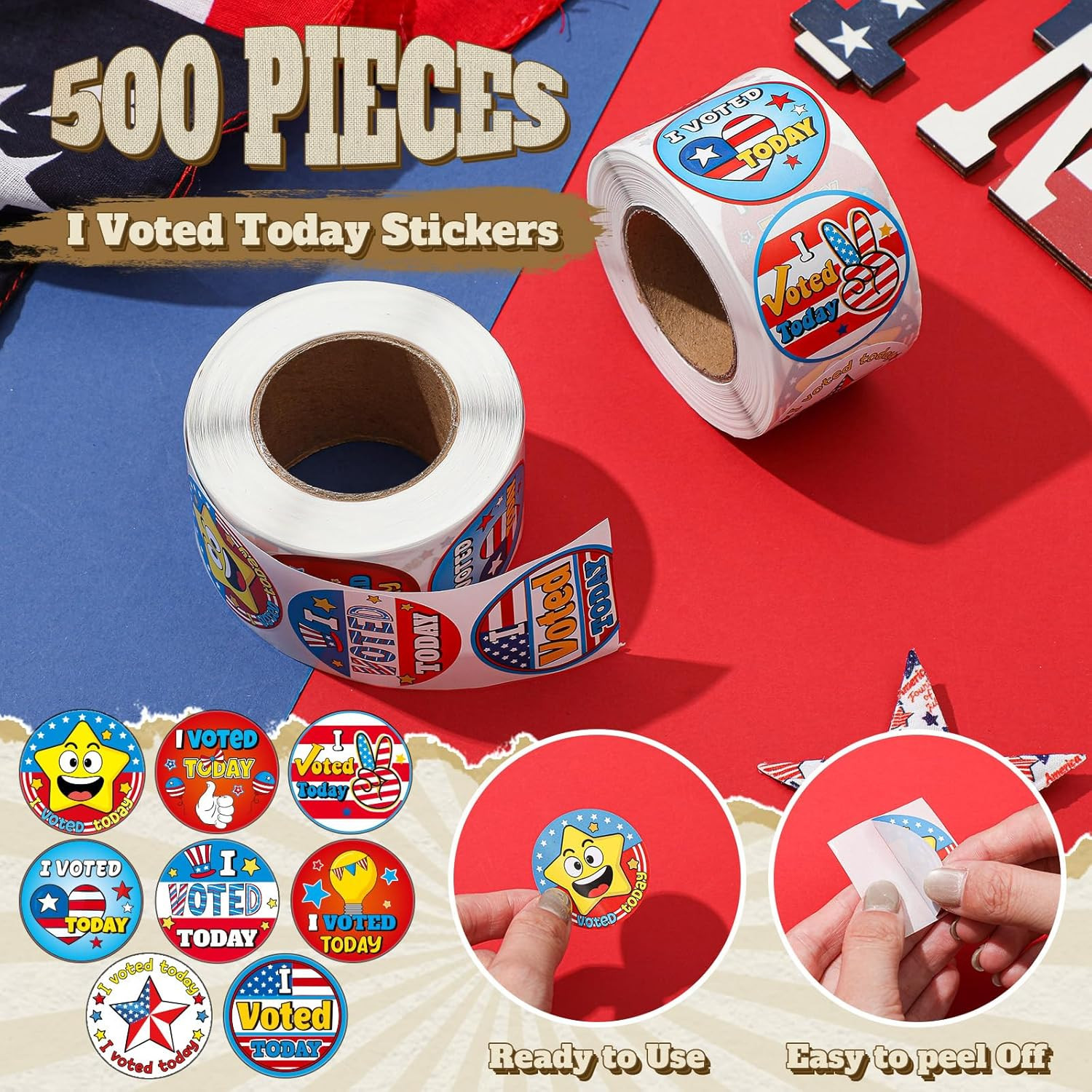 1 Roll I Voted Stickers 2026 for Kids 1.5 Inch round Self-Adhesive Labels