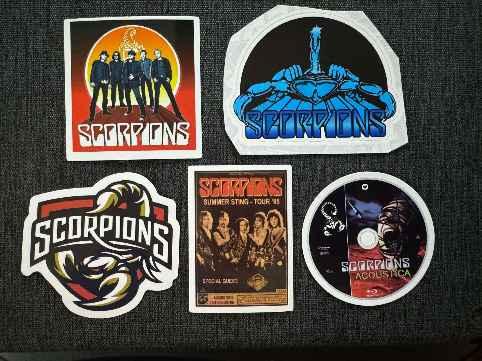 Lot (5) SCORPIONS 1 3/4" to 3" Band Logo STICKERS FAST! FREE SHIP!