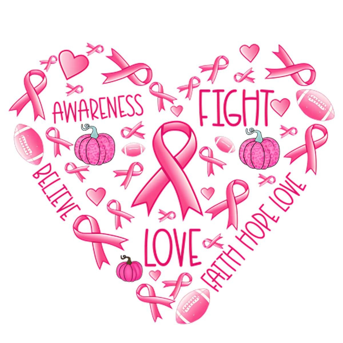 Breast Cancer Awarenes Heart Sticker De Laptop Wall Mirror Cup Tumblr Locker Bin