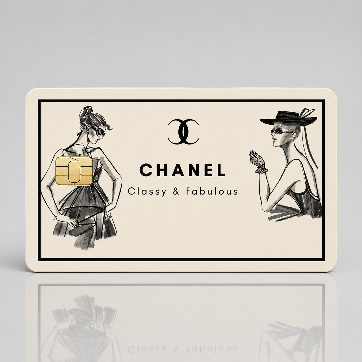 2D Monochrome Fashion Atelier Luxury Designer Brand Debit Card Credit Card Skin