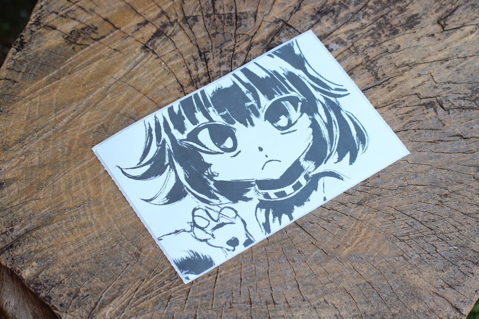 Suki Cat Girl B/W 4"x6" Thermal Sticker – Female Anime Character – Pongo Beach