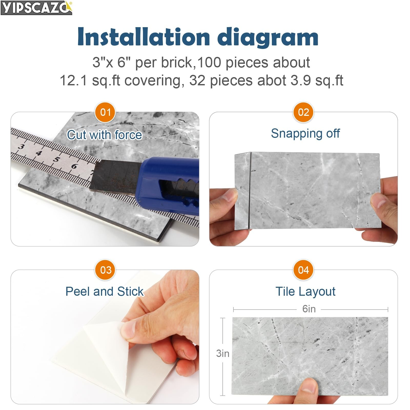 Yipscazo 2026 New Upgrade Peel and Stick backsplash 3 x 6 Inches, Backsplash …