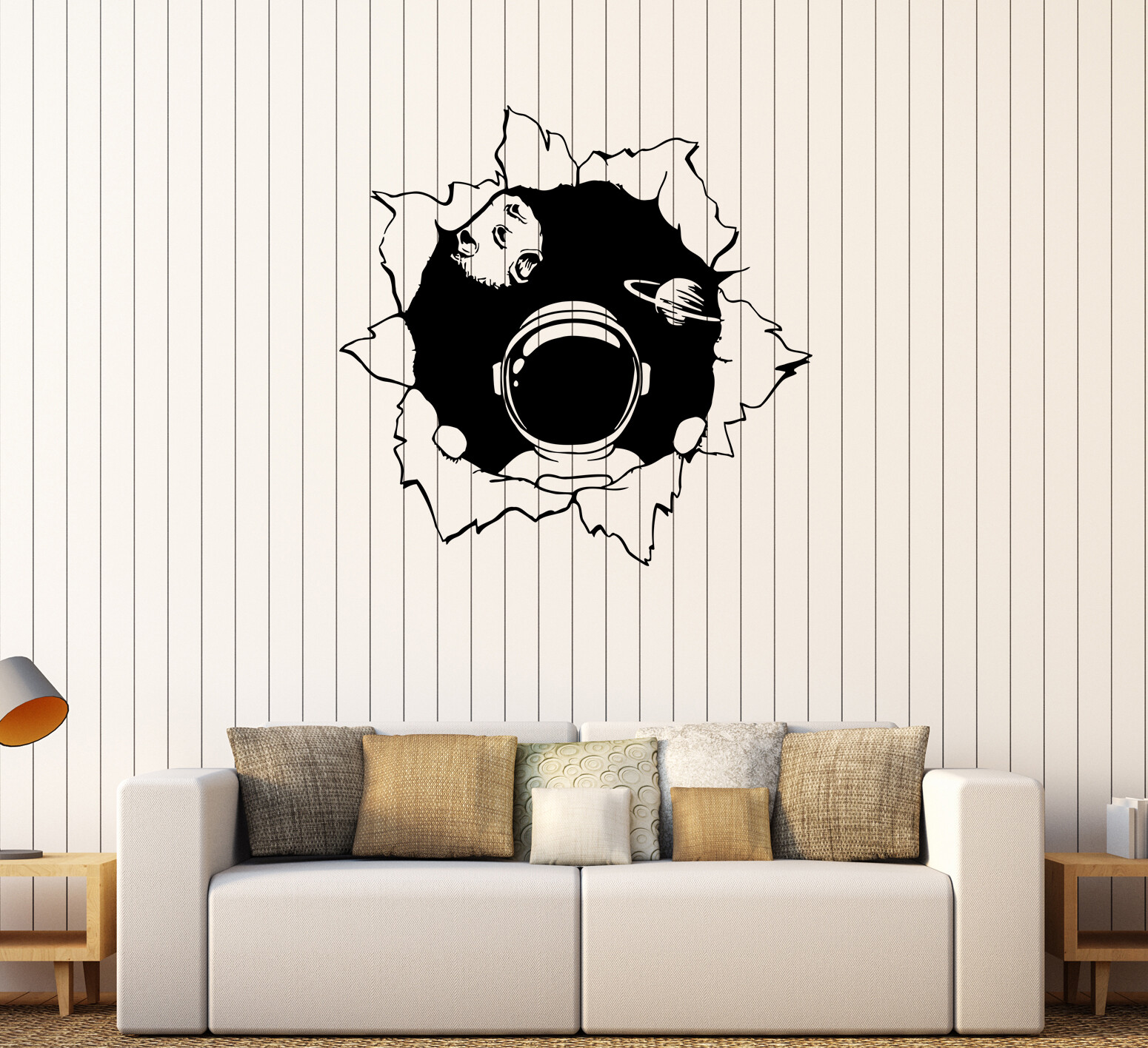 Wall Decal Space Astronaut Planets Universe Spacesuit Kids Room Sticker (ed1455)