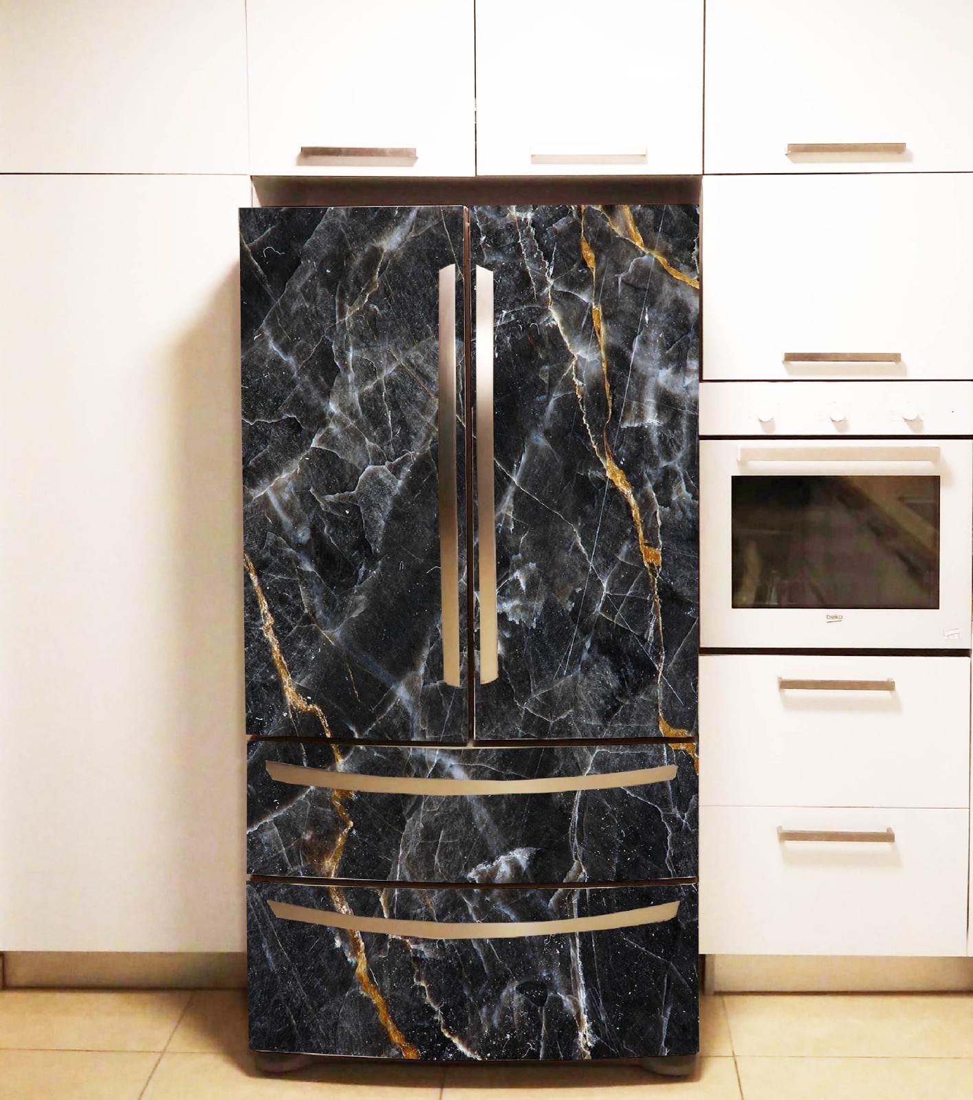 Marble Fridge Wrap Peel and Stick, Instant Kitchen Makeover