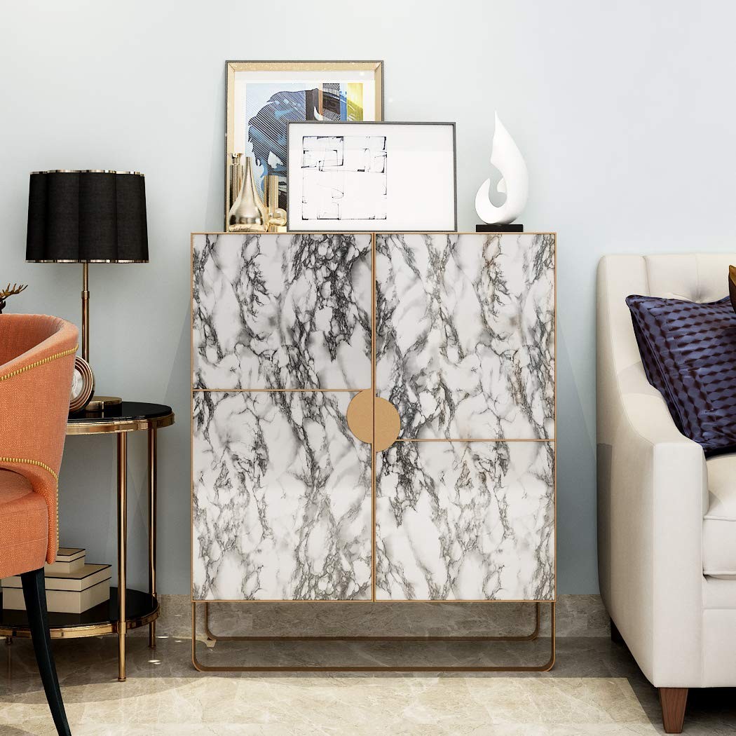 LaCheery White and Gray Marble Contact Paper for Bathroom Countertops Removab…