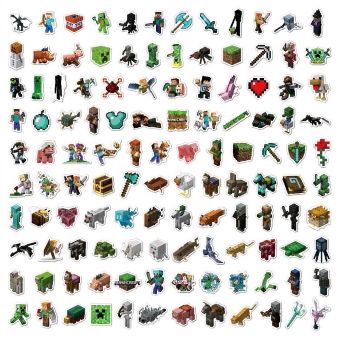 20 PCS Mine Craft (Unofficial) Block Pixel Video Game Stickers 2 BRAND NEW
