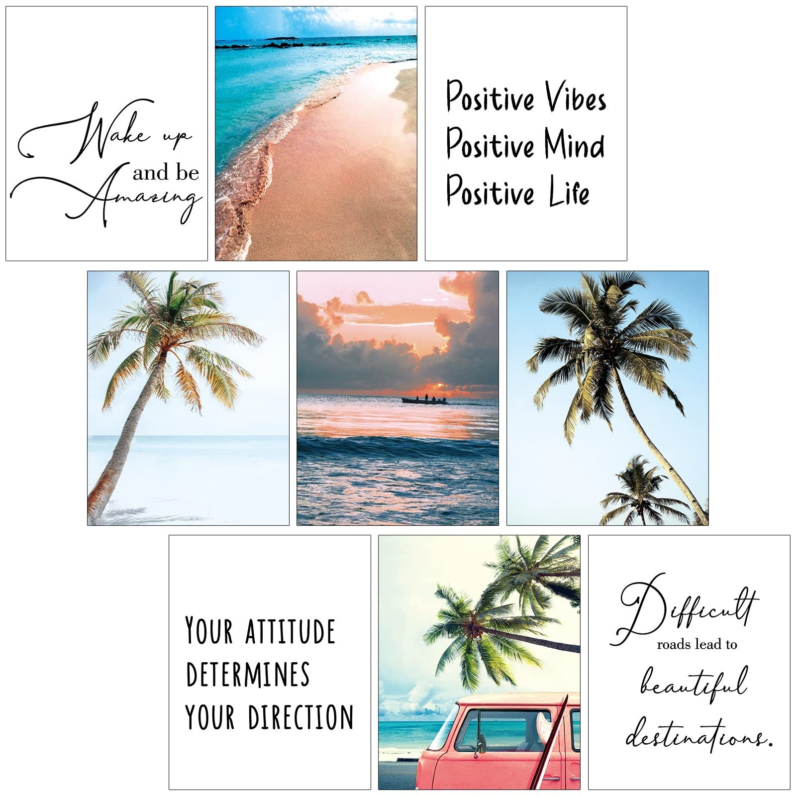 Chinco 9 Pieces Inspirational Beach Wall Art Office Motivational Quotes Wall …