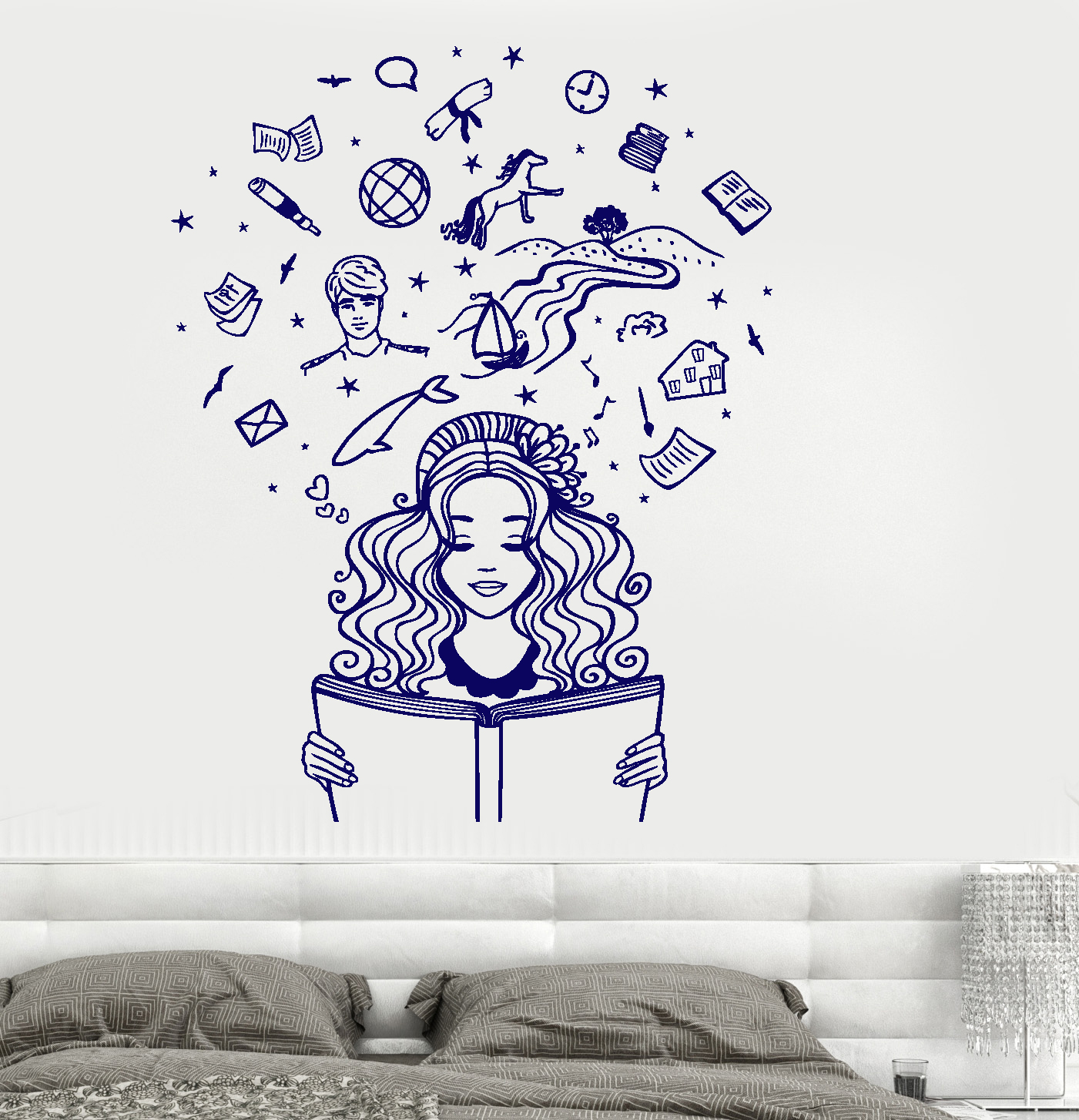 Wall Vinyl Decal Girl Dream Bedroom Fantasy Bedroom Book Amazing Decor z3795