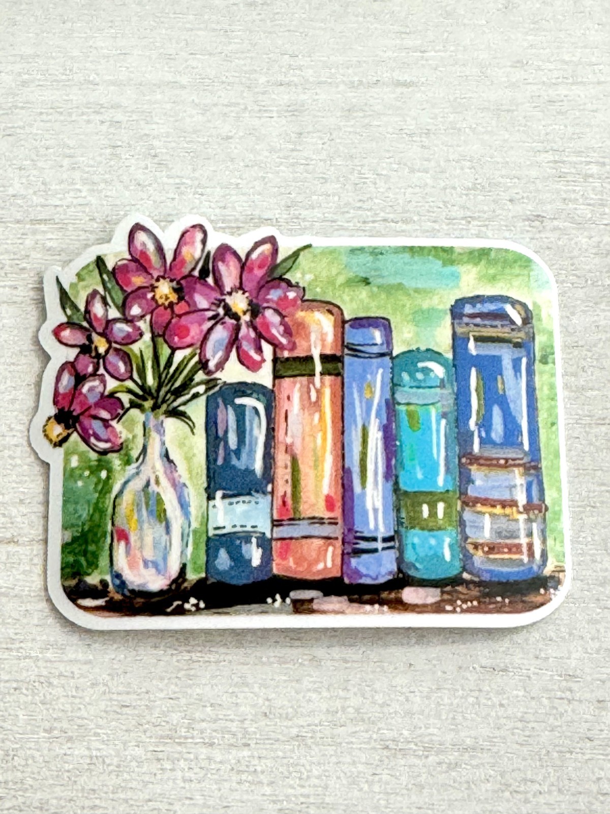 Floral Books Sticker, ACEO Book Love Sticker, Book Painting Decal, Waterproof