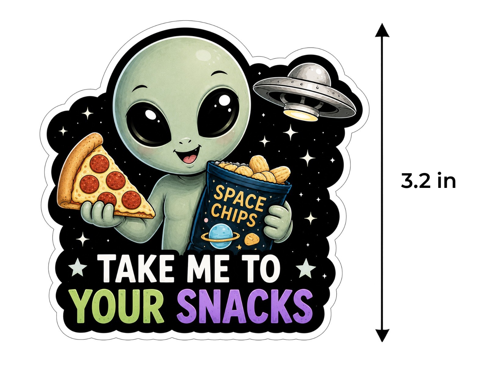 Alien Vinyl Decal Sticker UFO Space Sci Fi Laptop Window Binder Locker Cute