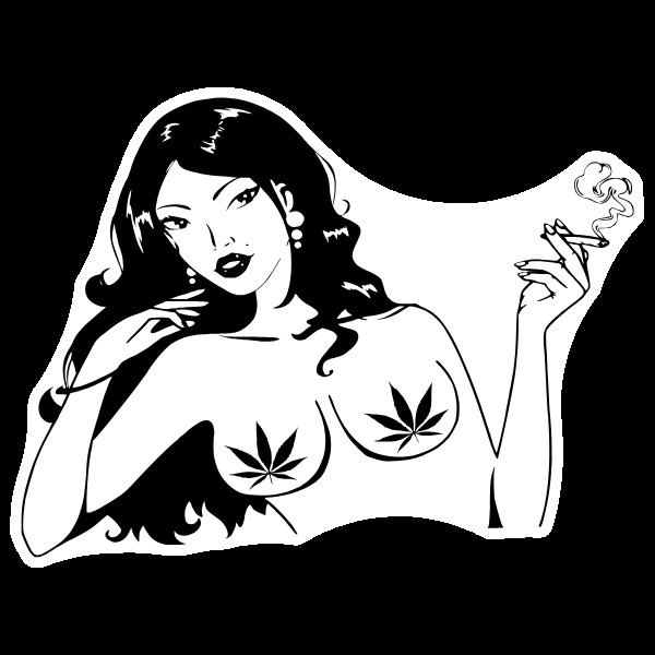 Weed Marijuana Sexy Woman Decal Sticker UV Vinyl Top Layer Ganja Smoke Accessory