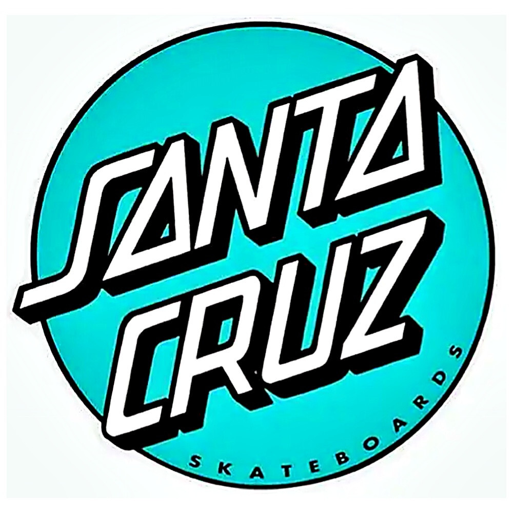 Santa Cruz Skateboard Sticker Decal Sign. Aqua Color 4 Sizes