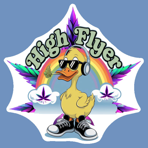 High Flyer Stoner Duck Weatherproof Vinyl UV 420 Cannabis Weed Sticker Marijuana
