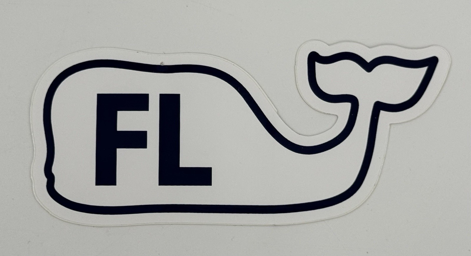 Vineyard Vines “FL” Florida in Black on White Whale Sticker Decal New
