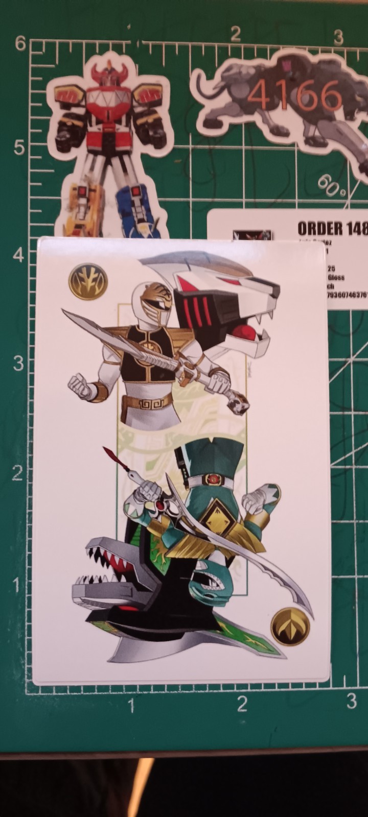 MMPR'S X TOMMY X THE GREEN RANGER X THE WHITE RANGER X 4X3 INCH STICKER X VYNIL