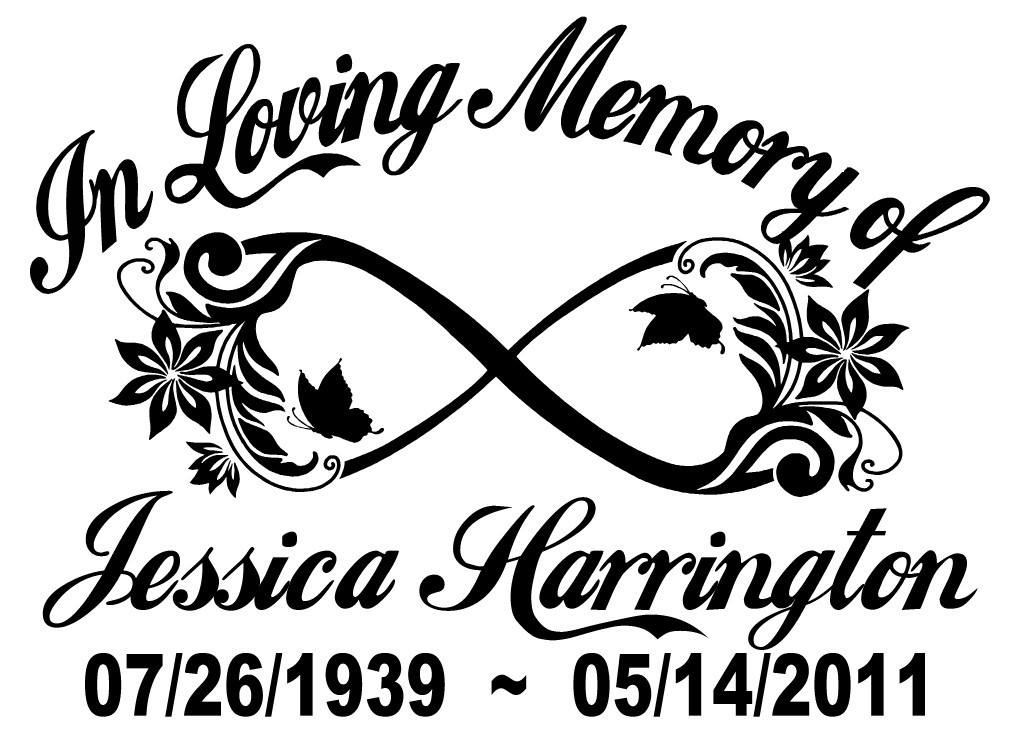 In Loving Memory Infinity Floral Forever Memorial Sticker Decal – 3 Font Choices