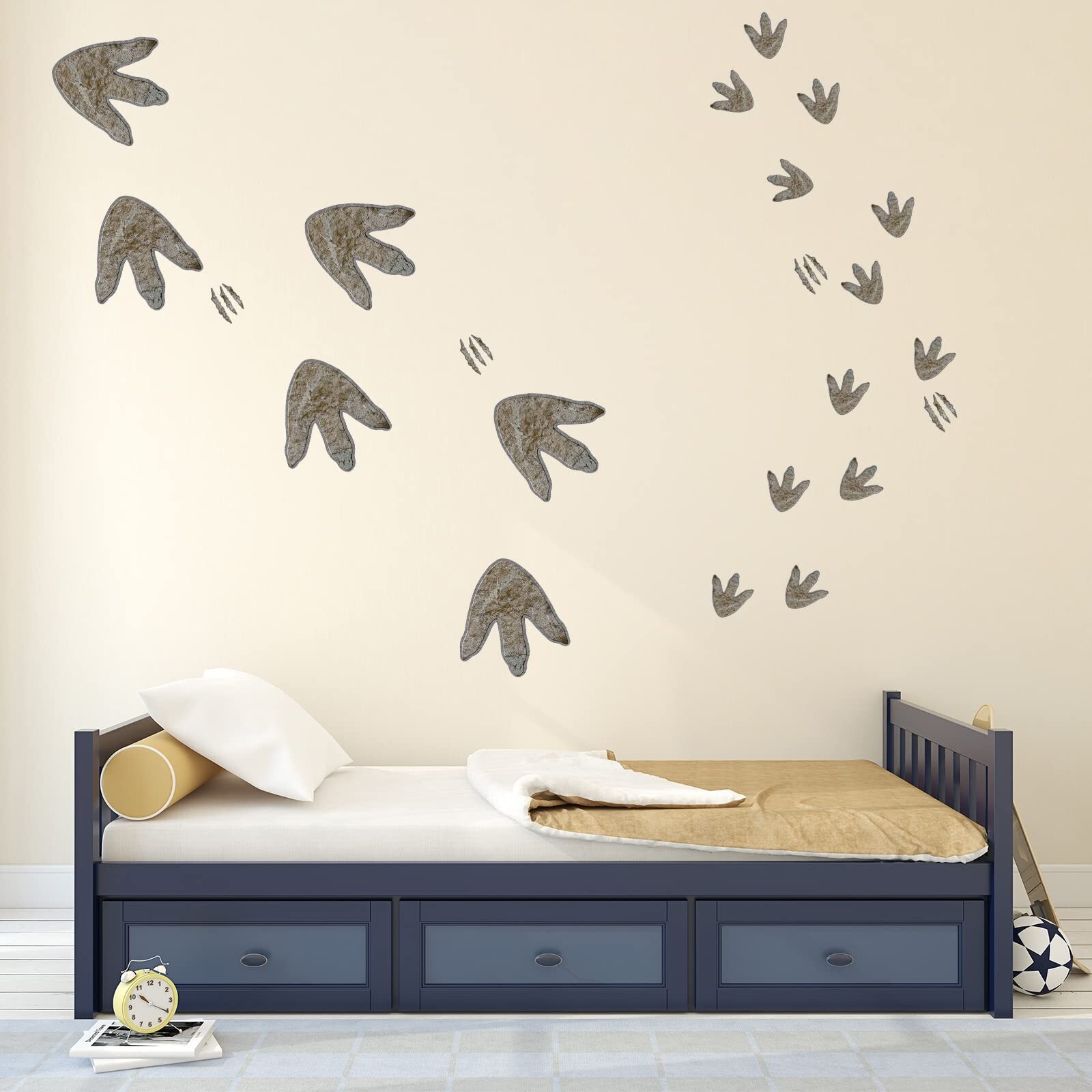 64 Pieces Dinosaur Decor Dinosaur Footprints Floor Decals Peel and Stick Dino…