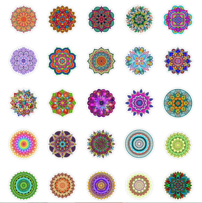 50 Pcs Stickers Mandala Boho Symbol Flowers Luggage Skateboard Laptop Car Vinyl
