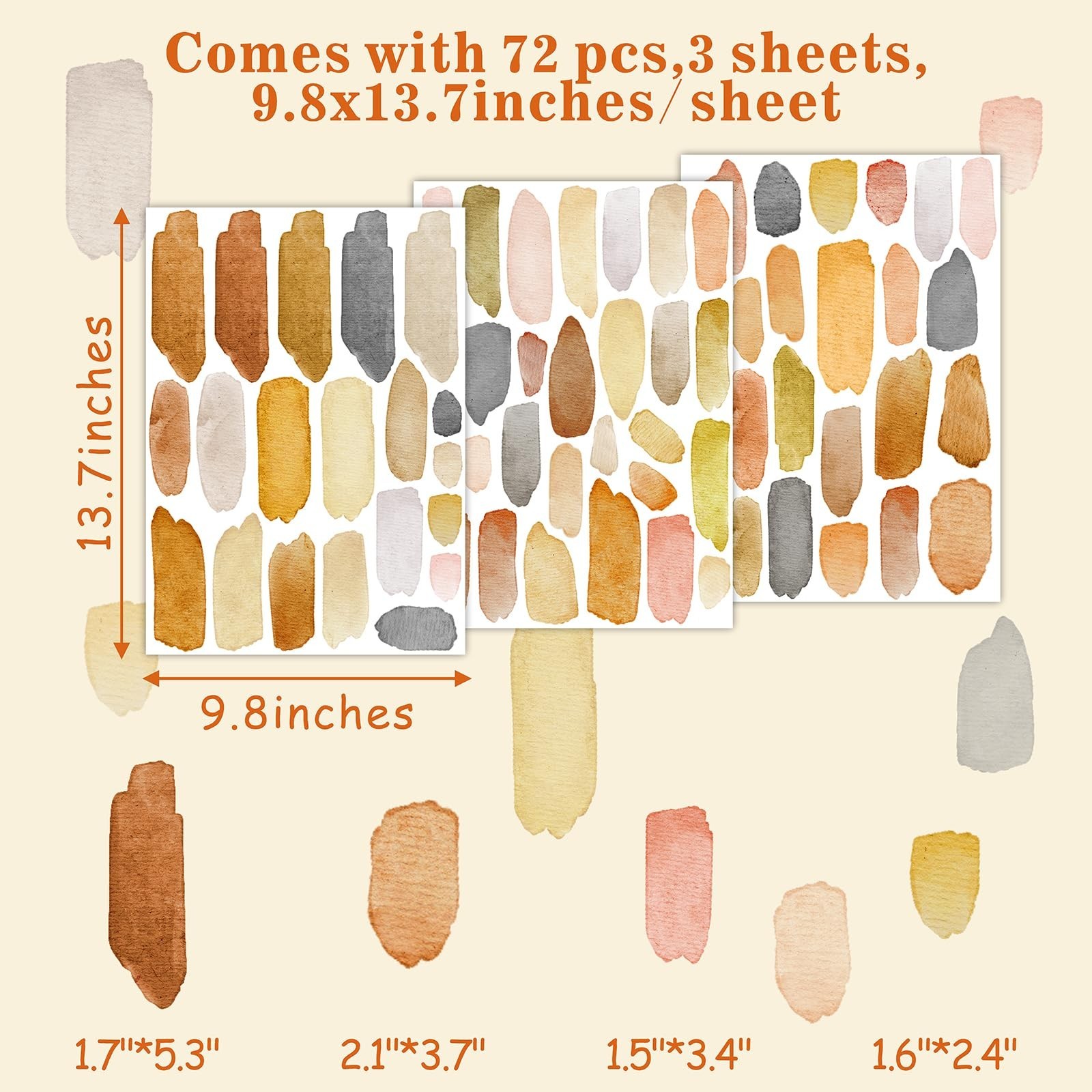Peel and Stick Watercolor Wall Decals – Boho Brush Stroke Stickers for Nursery &