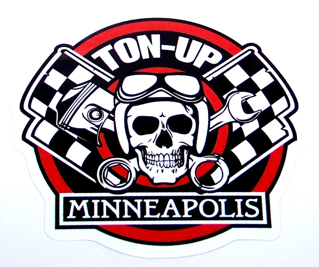 TON UP MINNEAPOLIS – Logo Die Cut Sticker Decal MOTORCYCLE CLUB Vintage Cafe