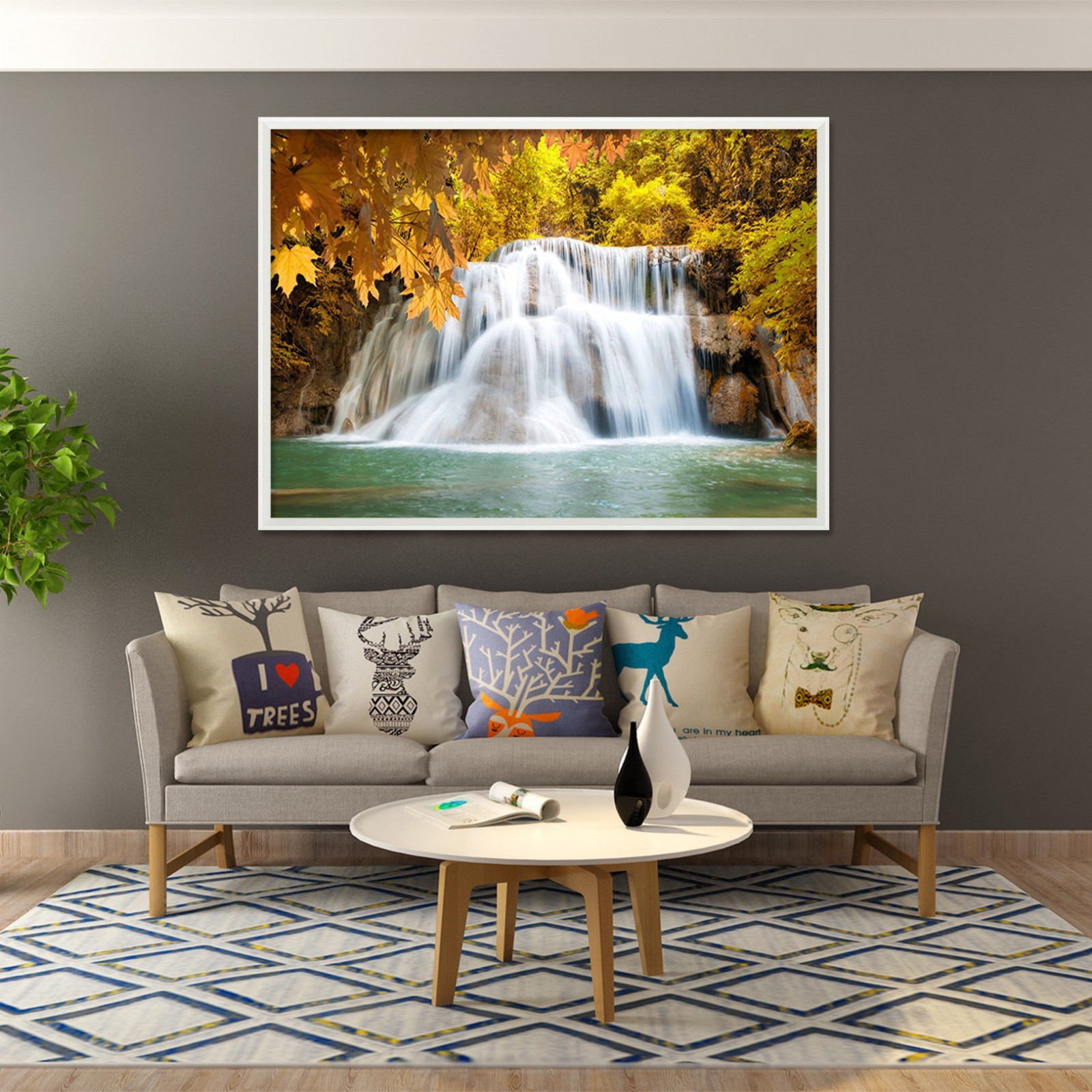 3D Yellow Waterfall 6 Framed Poster Home Decor Print Painting Art AJ WALLPAPER
