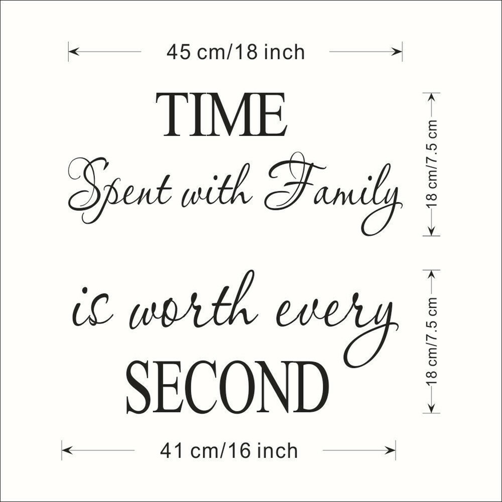 2 PCS Wall Sticker Time Spent With Family is Worth Every Second Vinyl Home Decor