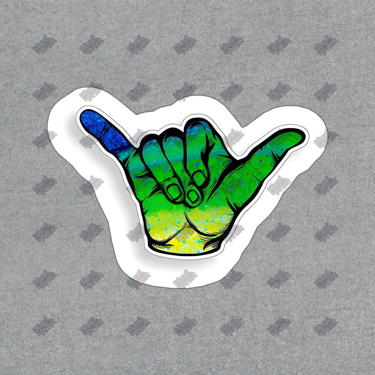 Vibrant Shaka Hand Vinyl Sticker Surfing Decal Colorful Beach Vibe #394801
