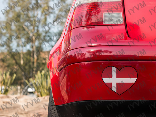 Denmark Flag Heart Sticker Decal
