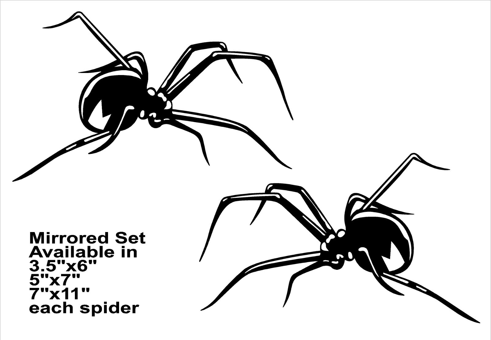 Spider Decal Mirrored Image Set Crawling vinyl car motorcycle decals sticker