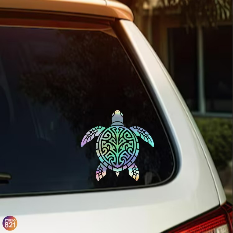 Hawaiian tribal Honu Sea Turtle Vinyl Decal Sticker | Car Window Laptop |